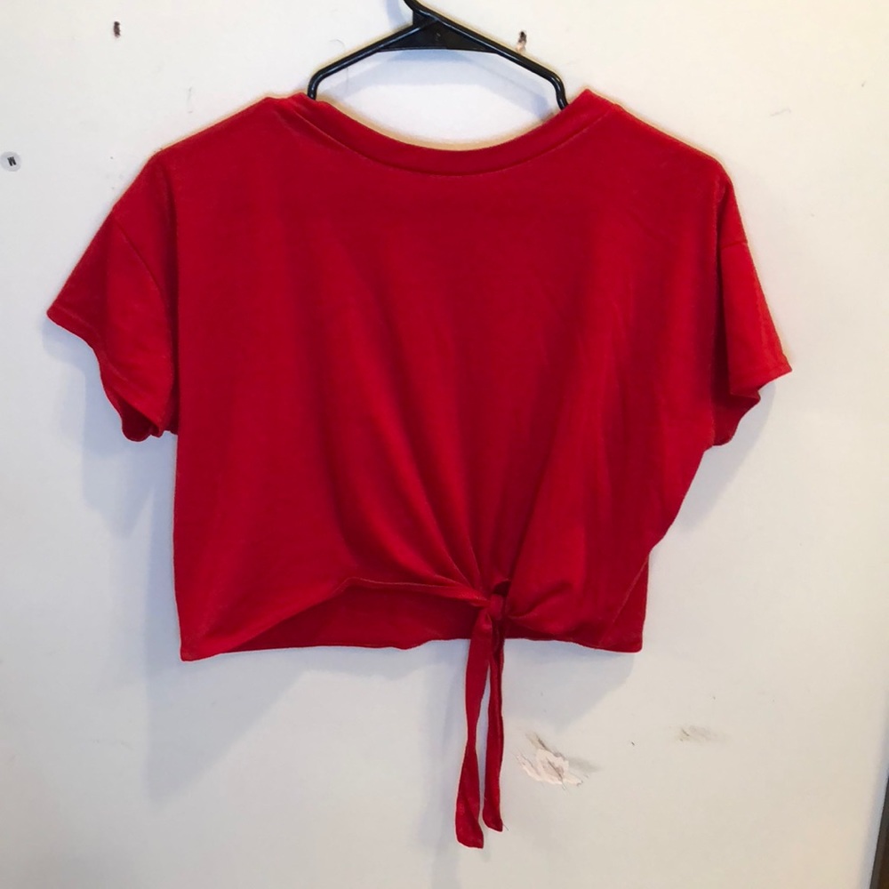 Adorable red crop top with a tie on the side